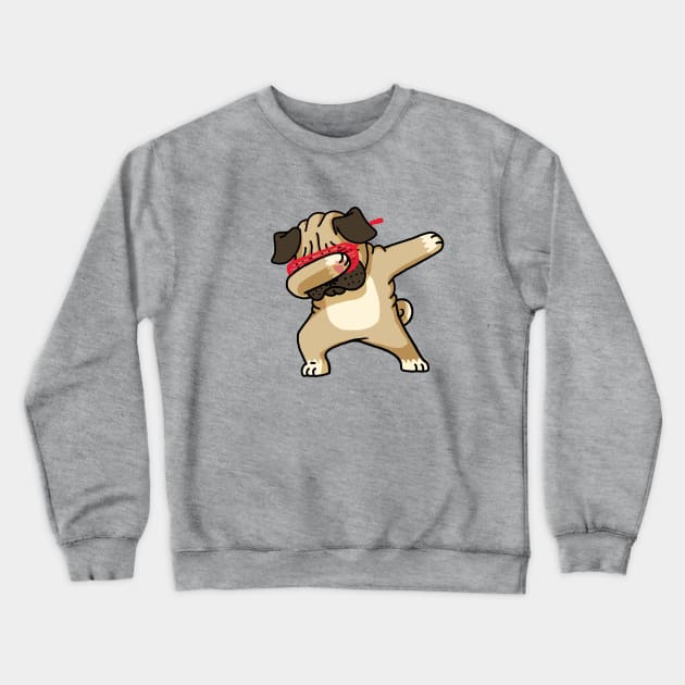 Dabbing Pug Funny Shirt Hip Hop Dabbin Crewneck Sweatshirt by vo_maria